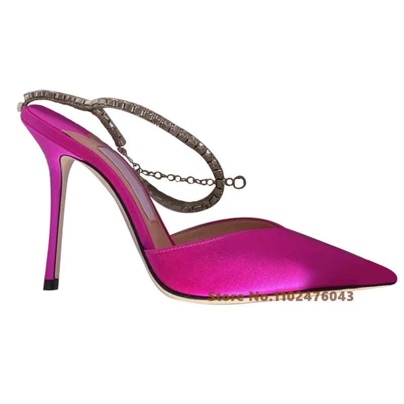 Summer Rhinestone High Heels Sandals Pointed Toe Stiletto Heel Ornament Women's Shallow Shoes Party Wedding Bridal Shoes