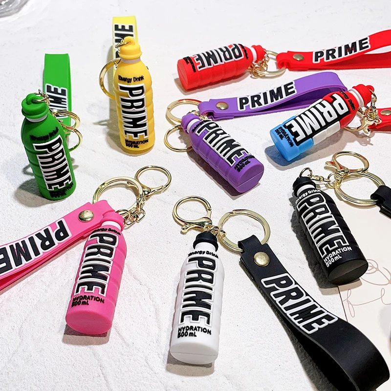 

Prime Drink Key Chain Fashion Wine Bottle Pendant Key Ring Backpack Charms Car Decoration Bag Accessories Gifts