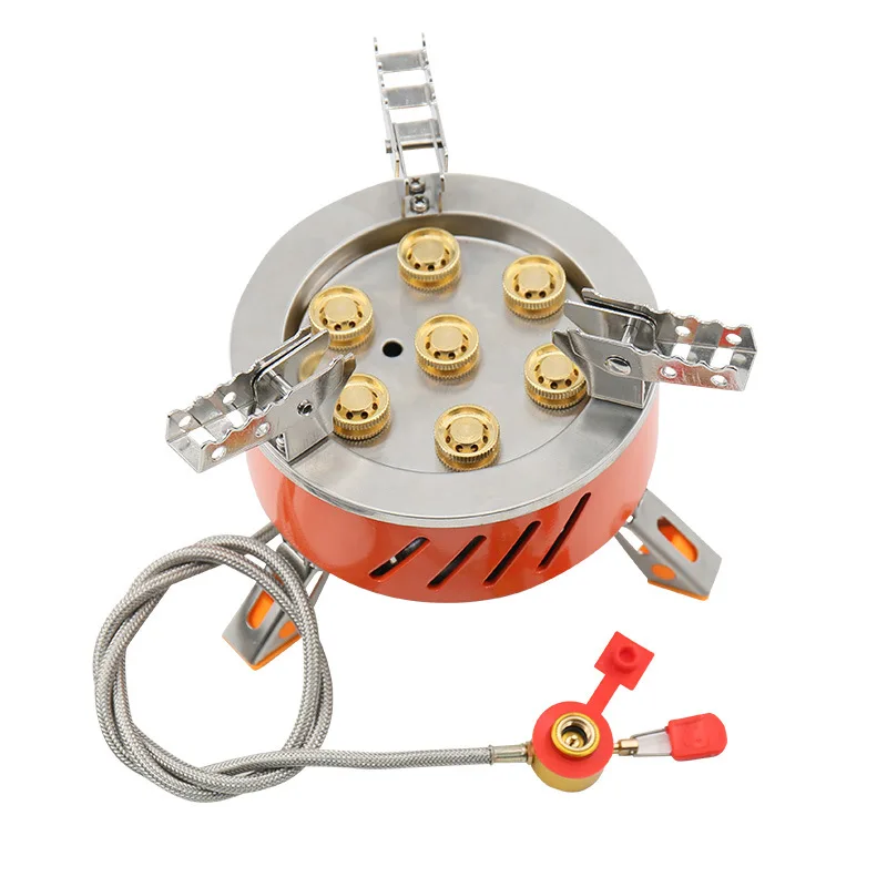 17800W ZYZY 7 Holes Burner Camping Stove  High Power Strong Firepower Outdoor Gas Stove Foldable Stainless Steel Camp Cooker