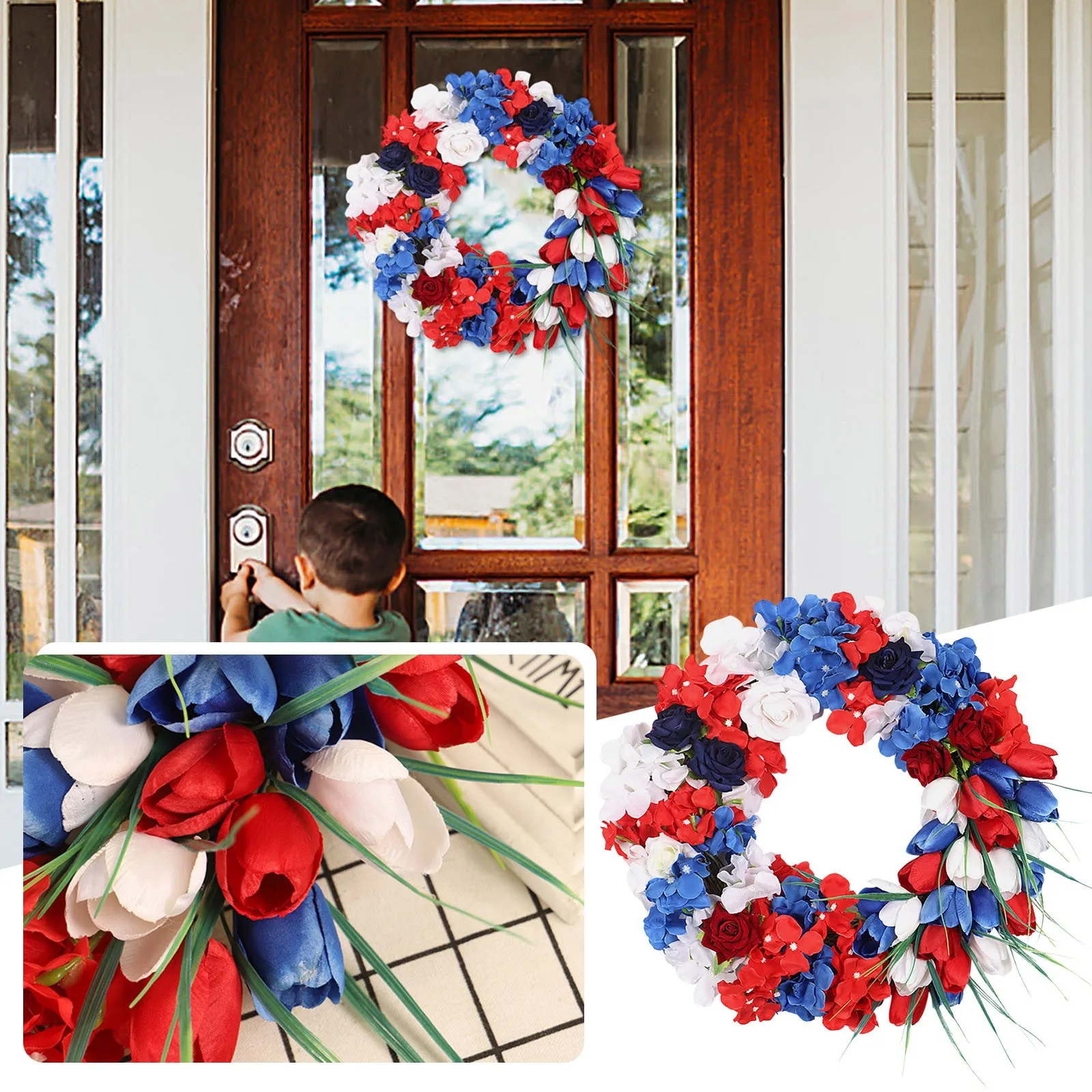 

Decoration Hanging Day Front Independence Outdoor Decor Wreath Door Porch Wreath Wreath Heart Wreath Outdoor