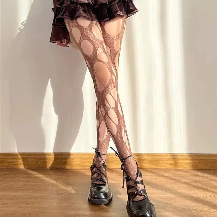Готические женские сексуальные чулки с разрывными дырками женское нижнее белье