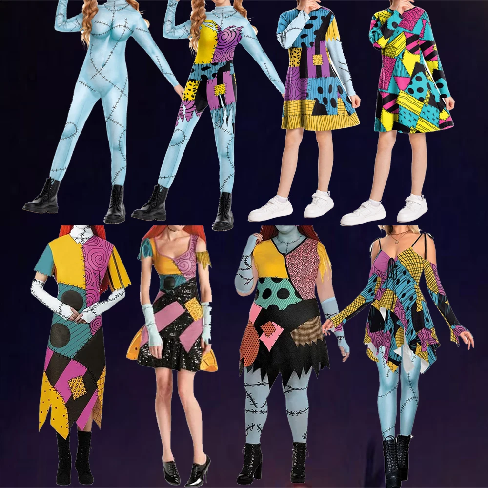 Рождественский костюм для косплея ужасов Салли смешные костюмы Хэллоуина с