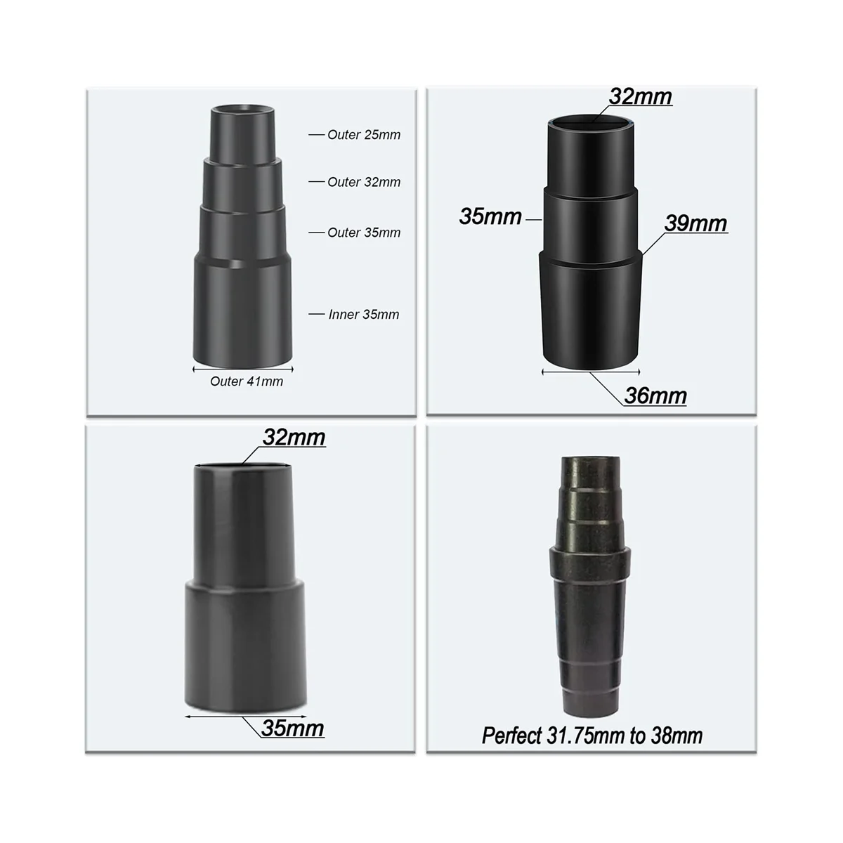 Адаптер для вакуумного шланга 1-3/8 дюйма или 1-1/4 редуктор соединителя от 35 мм/38 мм/42