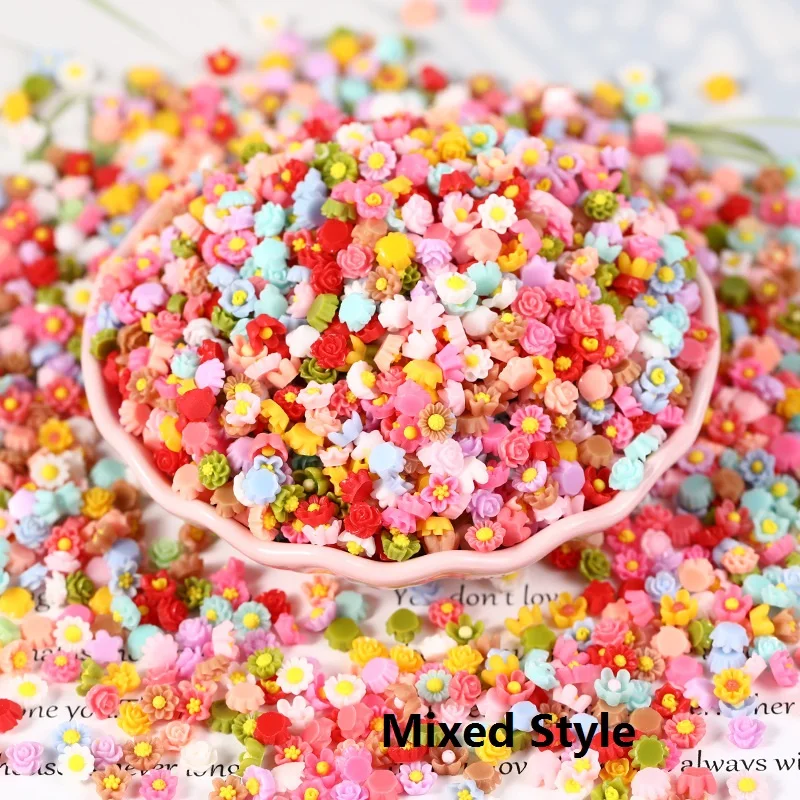 

6 мм смоляные мини-пасторальные маленькие цветочные нашивки, бусины, освежающий чехол для телефона, декоративный материал для украшения ногтей «сделай сам»