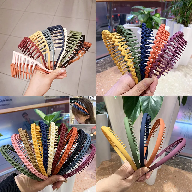 

2022 Fashion Wave Plastic Hair Band Headband For Women Girls Toothed Hair Hoop Simple Scrub head Hoop Hair Accessories Headwear