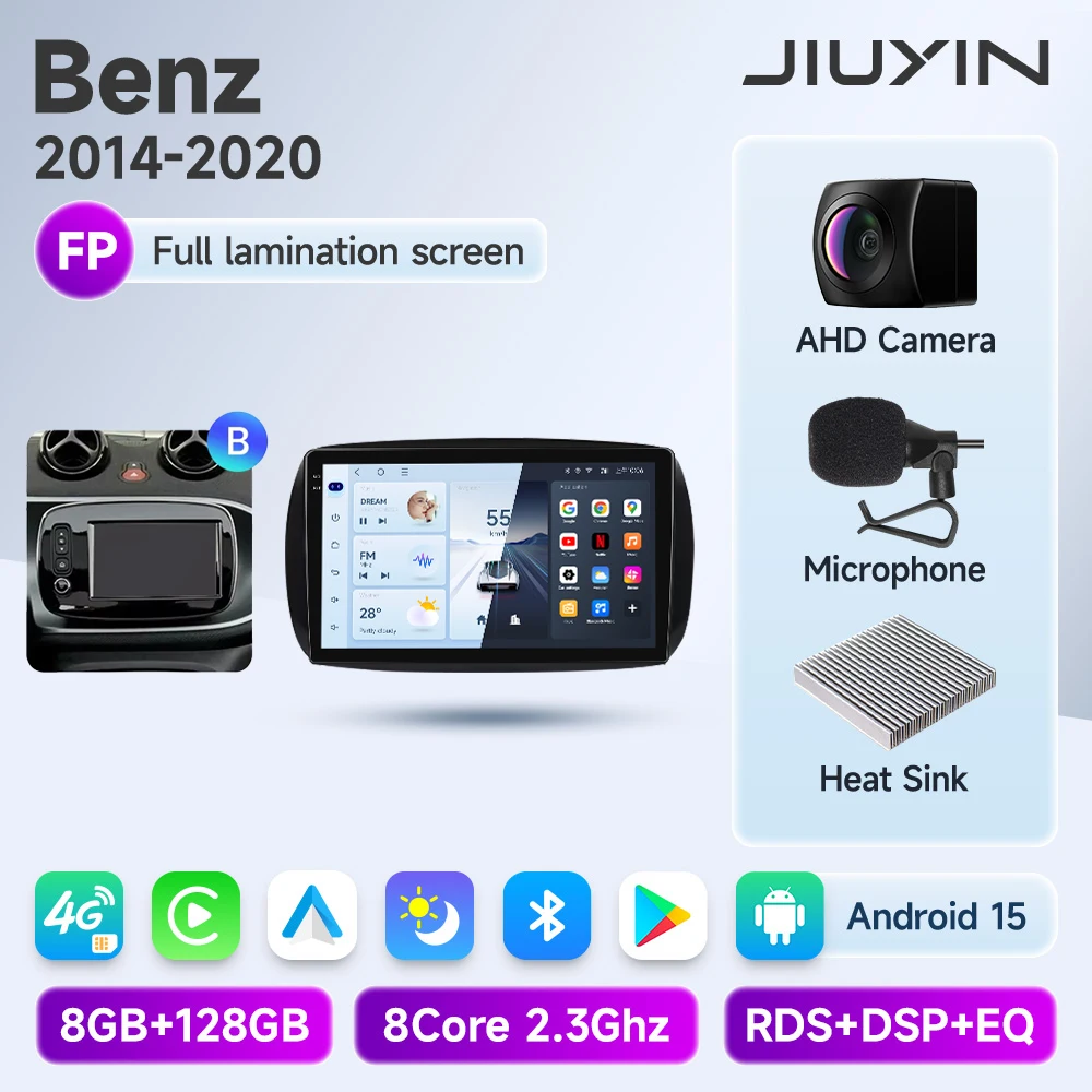 

JIUYIN беспроводной CarPlay Android авто радио для Mercedes Benz Smart 453 Fortwo 2014-2020 GPS мультимедиа 2 din системы стерео