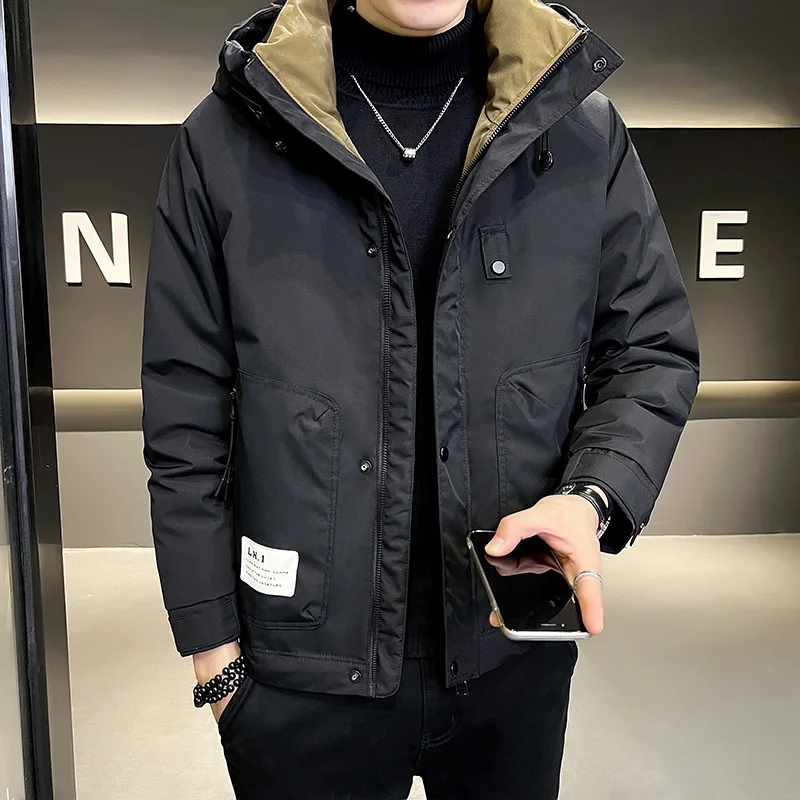 

Женское простое и высококачественное пальто с капюшоном в стиле владельца магазина на белом утином пуху