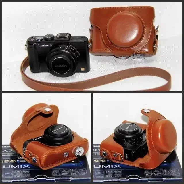 Фото Сумка для цифровой камеры из искусственной кожи, жесткий чехол для Panasonic Lumix DMC-LX7 LX7 LX5 LX3 LX-7 LX-5 LX-3 с ремнем на плечо №1