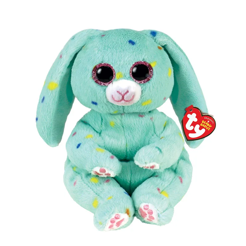 

New Ty Beanie Bellies Big Eyes Easter Mint Bunny April Plush Animal Doll Soft Stuffed Toys Bonnie Rabbit Kawaii Toys Gift 15cm