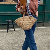 casual rattan baskets bag wicker woven women handbags handmade summer beach straw bags small tote bali travel purse shoulder sac