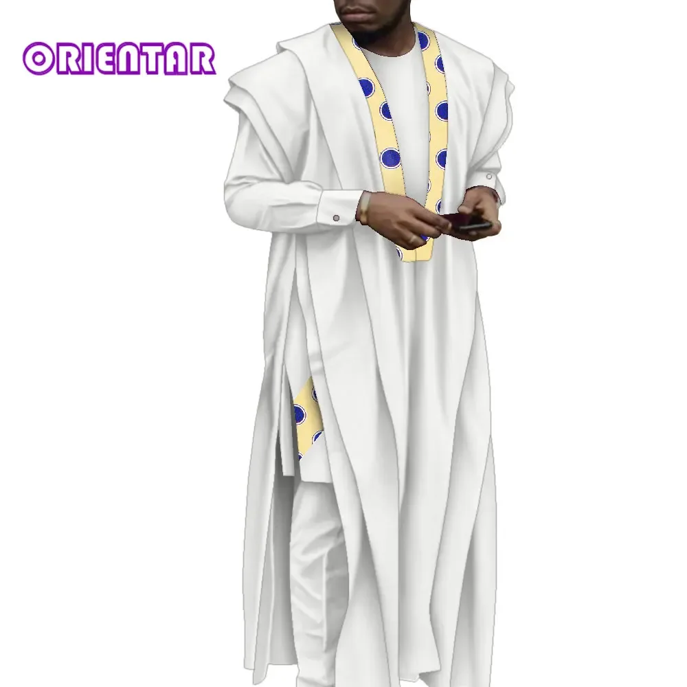 2022 Африканская одежда для мужчин комплект из 3 предметов макси длинный халат