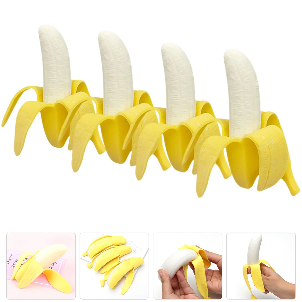 

4 Pcs Banana Pinch Interesting Aldult Fruits Stretchy Peeling Compact Anxiety