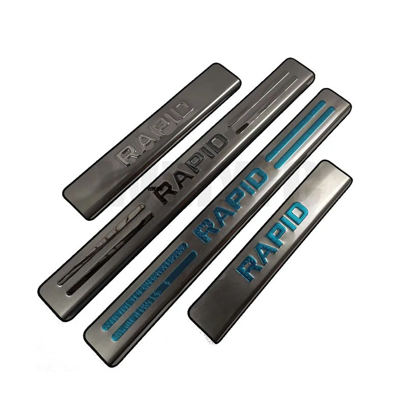 

stainless steel threshold guard plate Welcome pedal protection car accessories For Skoda Rapid 2013-2021