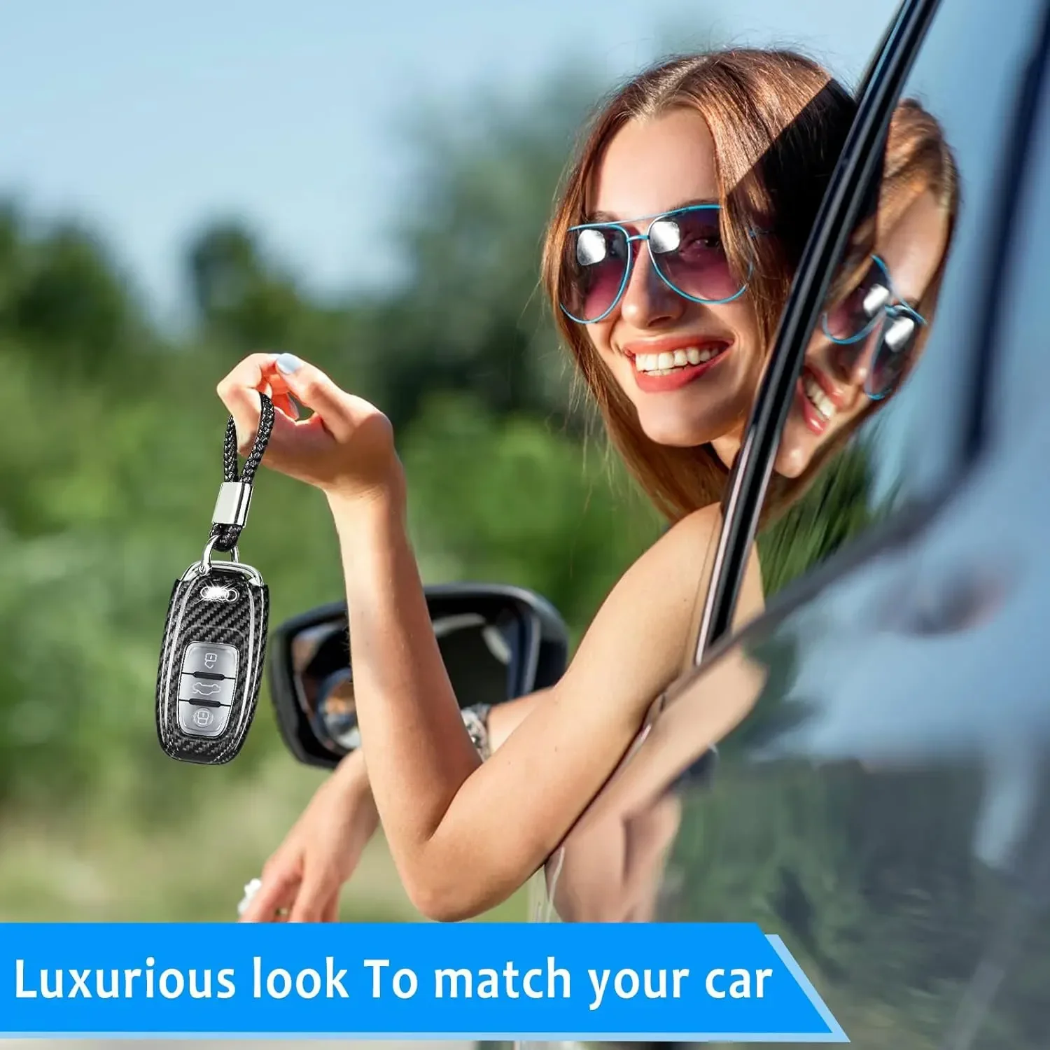 Чехол для ключей из углеродного волокна защитный чехол Audi A4-A8 Q5 Q8 R8 RS4 RS5 RS6 RS7 S4-S8 SQ5