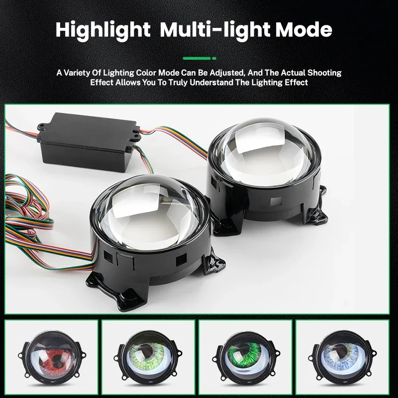 Динамические светодиодные автомобильные фонари Devil Eyes 3 дюйма 12 В Wi-Fi комплекты