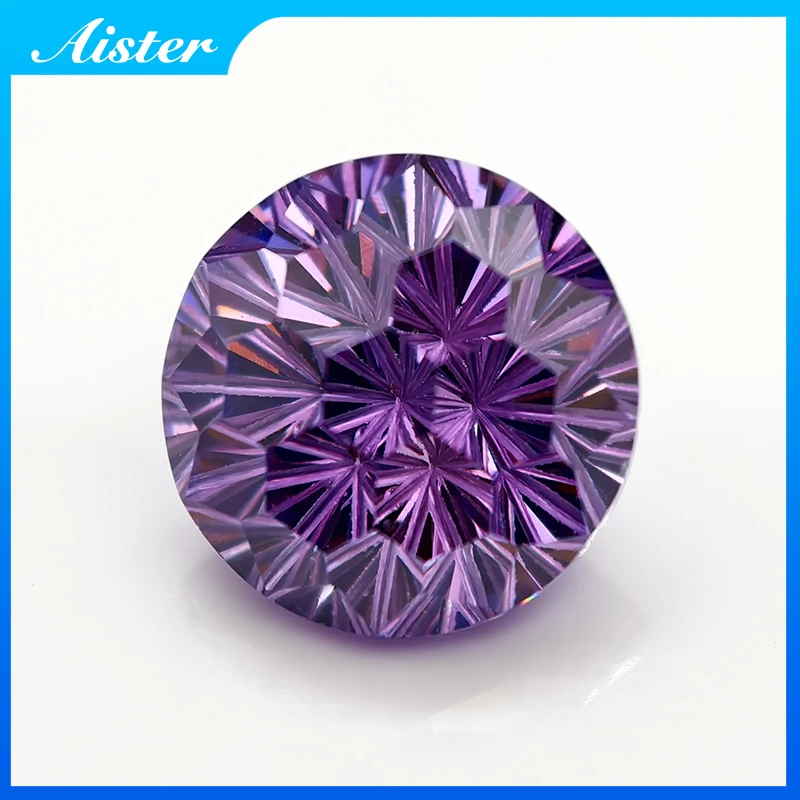 Новые фиолетовые 5 0-12 0 мм круглые пиротехнические камни с кубическим цирконием