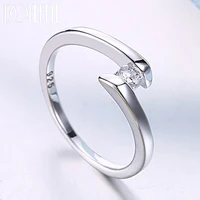 doteffil 925 sterling silver simple aaaaa zircon ring for woman fashion wedding engagement party gift charm jewelry
