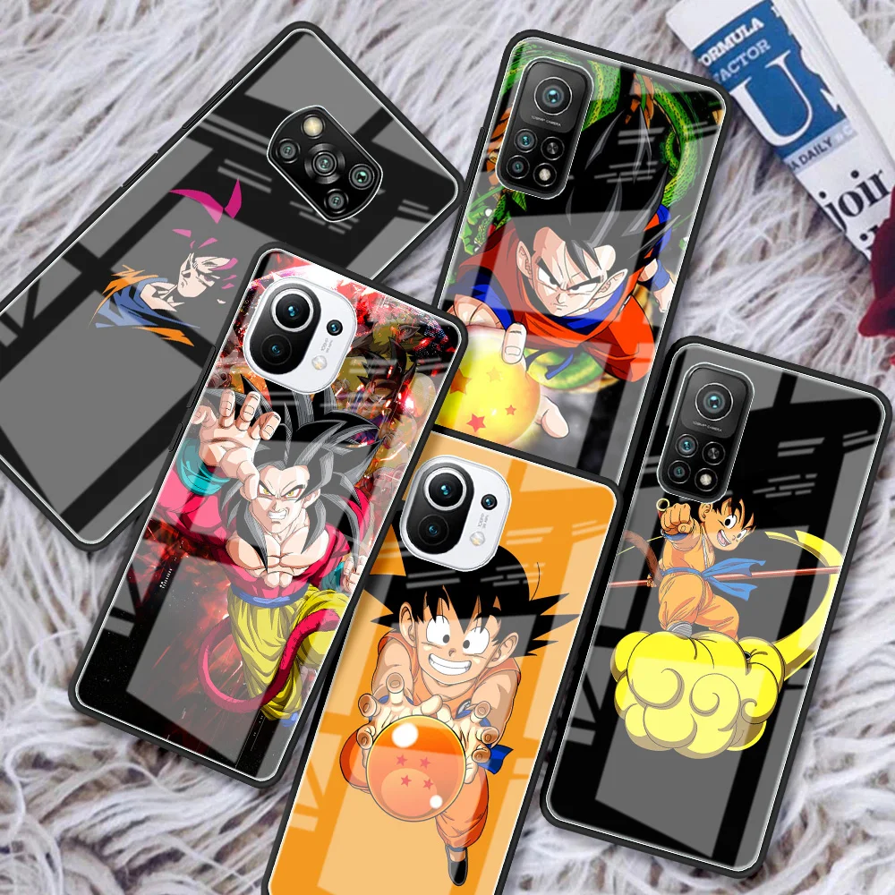 Case for Xiaomi Redmi Note 10 Pro 11T 9S 8 7 9 9C Glass Estuche Mi Poco X3 NFC 11 Lite M3 12 SmartPhone Coque Dragon Ball Z Goku