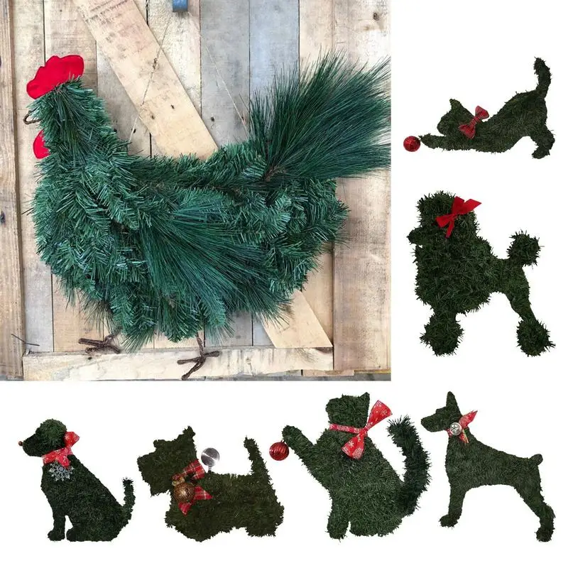 

Dog Christmas Wreath Artifical Flower Garden Decor Ornament Multifunctional Animal Door Window Hanging Pendant For Home Supplies