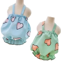 heart pattern green blue suspenders vest summer puppy cat clothes hoodies sweatshirt for small medium dogs chiwawa pets clothing