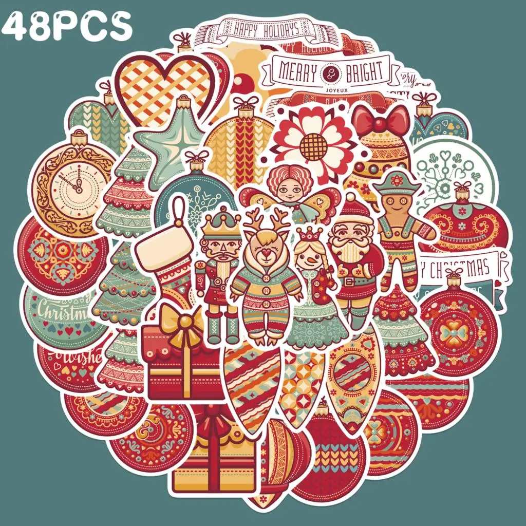 

25/48PCS Cute Cartoon Christmas Stickers Skateboard Cars Guitar Helmet luggage Laptop Graffiti Stickers Kids Christmas Gifts