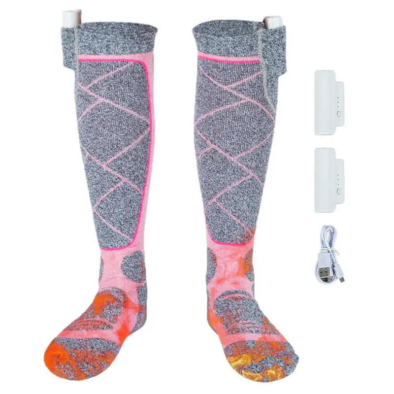 Winter Self-Heating Socks 2200mah Thermal Heated Socks Soft Elastic Thicken Anti-Slip Socks For Women Men Outdoor Ski Tube Sock