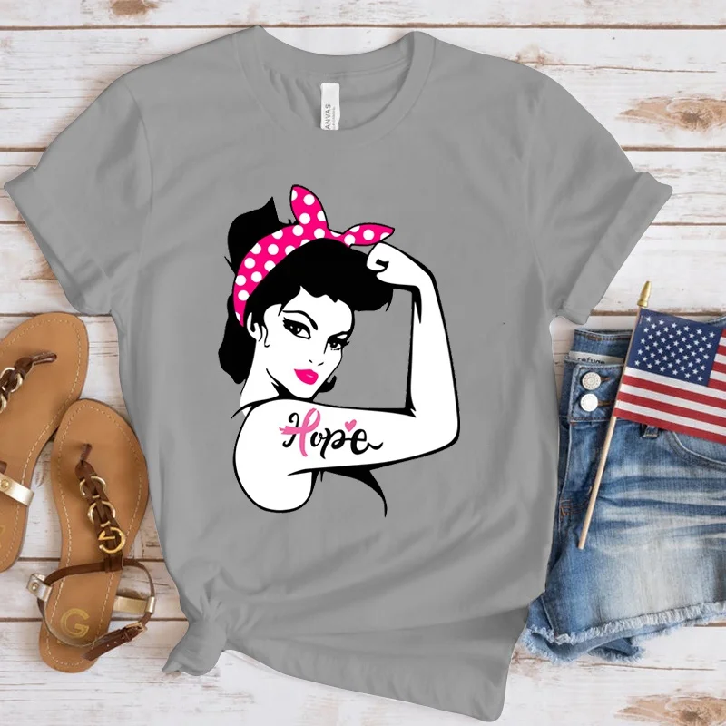 Женская свободная футболка с принтом рака груди и надписью Hope
