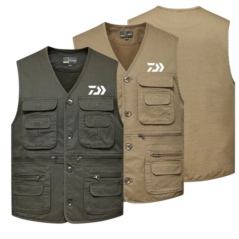 

Men's Outdoors Sport Solid Multi-Pockets Fishing Vest Climbing Camping Photographer Plus Size Jacket Breathable Fishing Vests