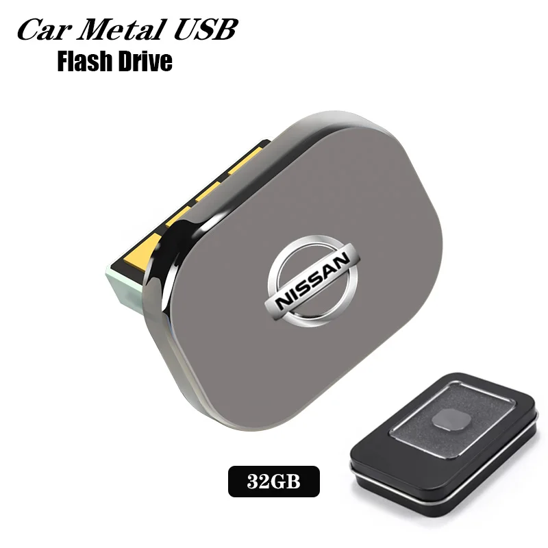 

32GB Car Metal USB Flash Drive Pendrive for Nissan Qashqai J11 J10 Juke Tiida Rogue XTrail T32 T31 Car Accessories
