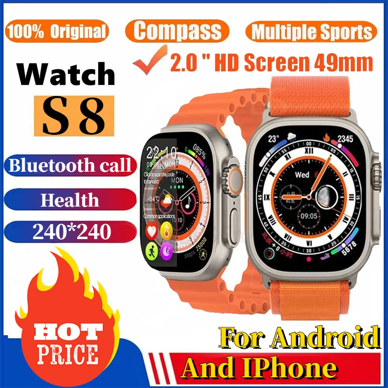 

2023 Smart Watch Ultra Series 8 NFC Smartwatch Wireless Charging Bluetooth Call Men Women Fitness Bracelet HD Screen for Apple