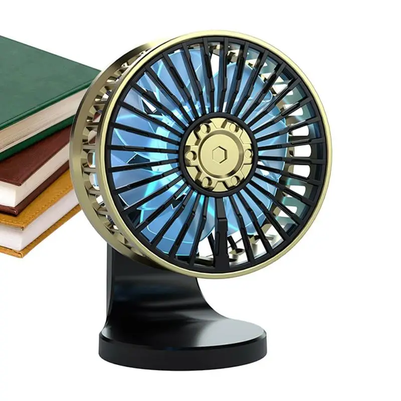 

Car Vent Fan 360 Adjust Desk Fan USB LED Gradient Lights Twin Engine Double Fan Vanes 3-Speed Mute For Center Console Truck