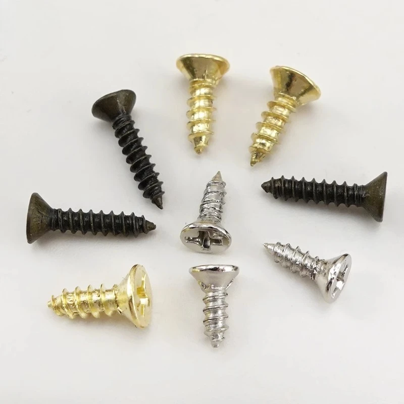 

100 шт. антикварные винтажные саморезы с плоской головкой и крестообразным шлицем M2/M2,5, мини-маленькие аппаратные гвозди