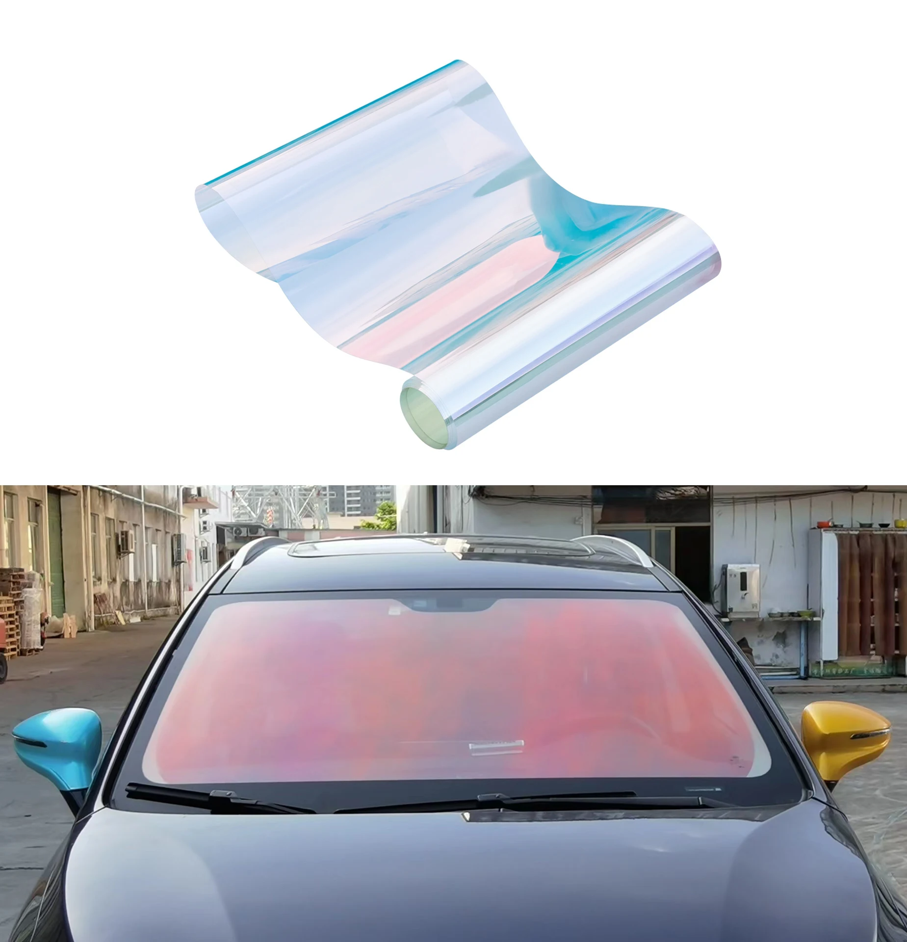 Car Window Tinting Foils Purple Color Chameleon UV99% VLT80% Front Window Windscreen Solar Protection Film 50cmx3m