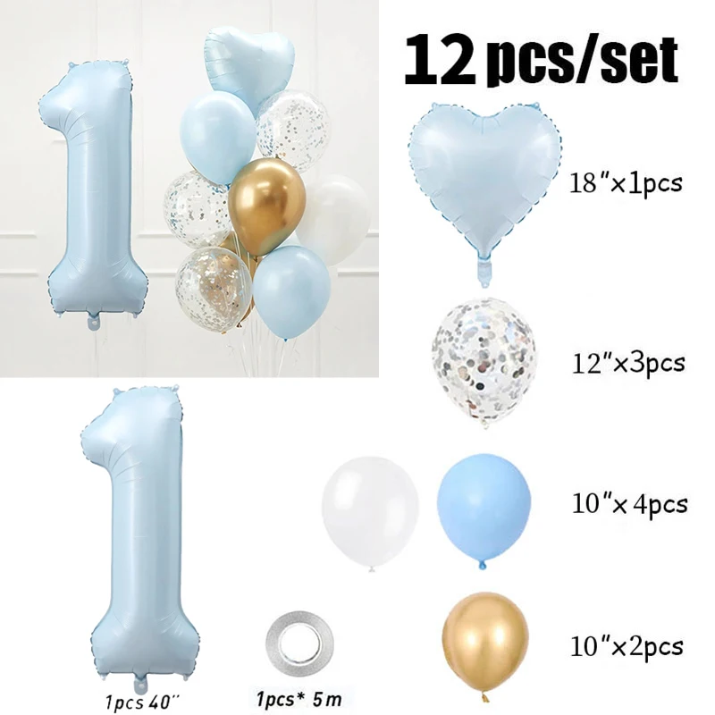 

Фольгированные шары TingBabyer 12 шт., голубые, розовые, сердце, 40 дюймов