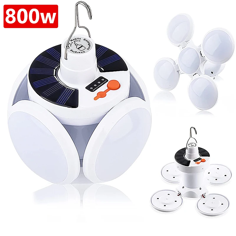 

LED Torch 800W Solar USB Rechargeable Night Light Outdoor Camping Light Emergency Light Portable Searchlight Headlight Bulb