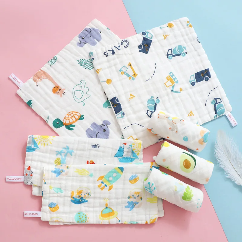 

Baby Handkerchief Square Rainbow Towel Bath Towels Face Washcloth Muslin Cotton Hand Wipe Gauze for New born Bathing Feeding