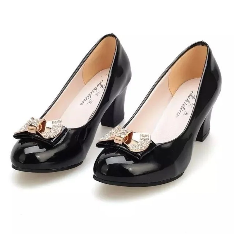 

Lady Cute Pink High Quality Pu Leather Spring Slip on Square Heel Shoes Women Casual Comfort Party Pumps Zapatos De Mujer G1058