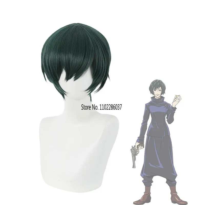 

Anime Jujutsu Kaisen Zenin Mai Wig Cosplay Short + Dark Green Resistant Hair Wig Heat Synthetic Wig Cap Halloween Party Wigs