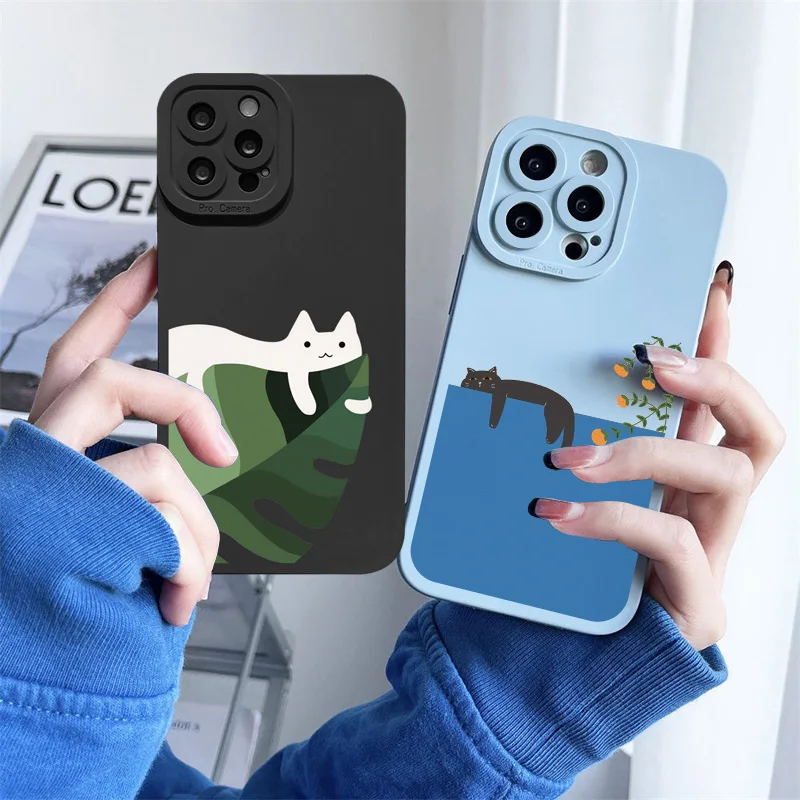 

Various Style Cat Phone Case For iPhone X XS XR 13 12 11 14 Pro Max 14 Plus SE 2020 8 7 Plus Soft Silicone Back Covers Fundas