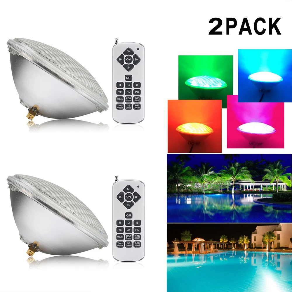 2PCS Par56 Underwater Lights LED Swimming Pool Light Resin Filled Wall Mounted Lamp 12V RGB/Warm/White IP68 Waterproof - купить по