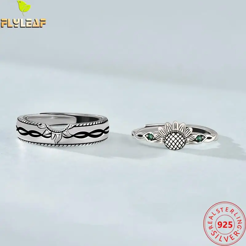 Винтажное кольцо с подсолнухом для женщин и мужчин Открытое из настоящего