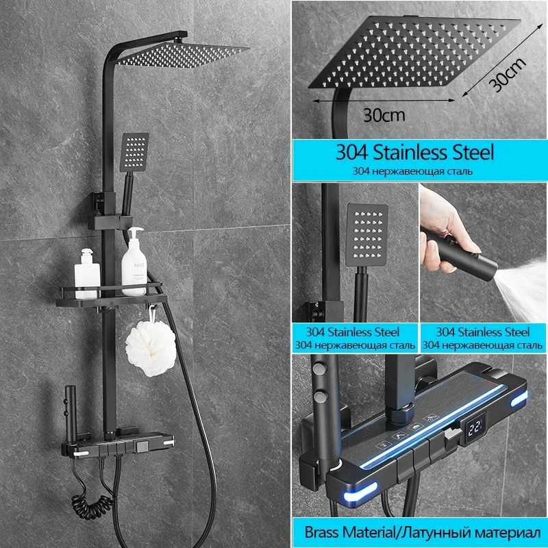 

Смеситель для душа OXG термостатический черный/хром