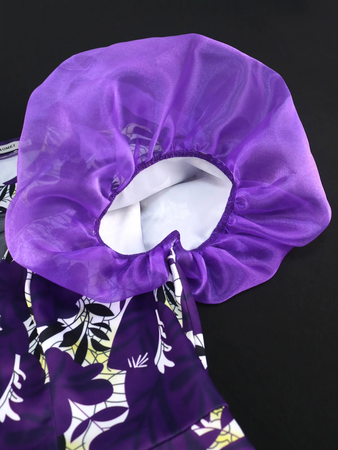 Платья с цветочным принтом Сетчатое лоскутное платье пышными рукавами