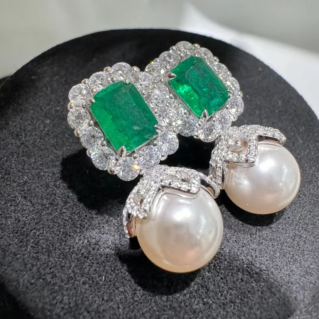 Серьги и ожерелье из стерлингового серебра 925 пробы выращенный в лаборатории