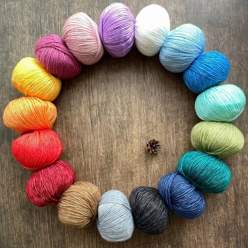 

Хлопковая пряжа с длинным степлением, мягкая пушистая теплая пряжа для ручного вязания и вязания крючком, пальто, шапки, шарфа, перчатки, 50 г/153 ярдов