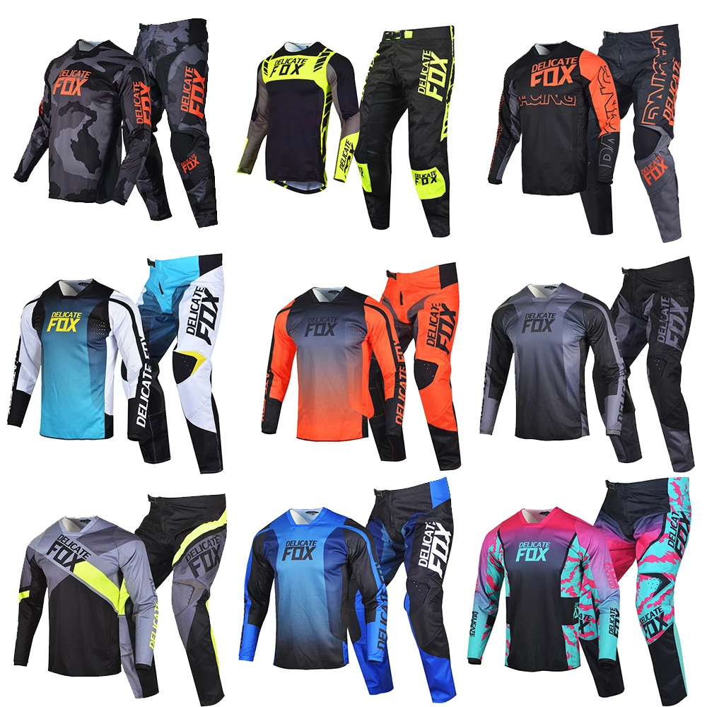 Delicate Fox Motocross Gear Set Jersey Pants MX Combo Moto Cross Enduro Race Outfit Dirt Bike Off Road Suit
