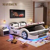 Luxury Customized Kid Boy Child Bed Guardrail Sports Car Bed Cartoon Bed Door Storage Cabin Bedroom Furniture Car Bed For Kids