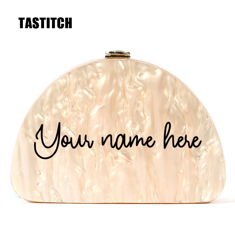 

Personalized Acrylic Bag New Unique Semicircle Acrylic Bag Women Messenger Shoulder Bag Pearlescent Evening Clutches Handbags