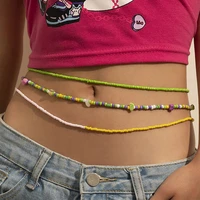 new products beach belly waist chains bohemian style 2022 fashion mixed colorful rice bead jewelry ladies girls party gifts