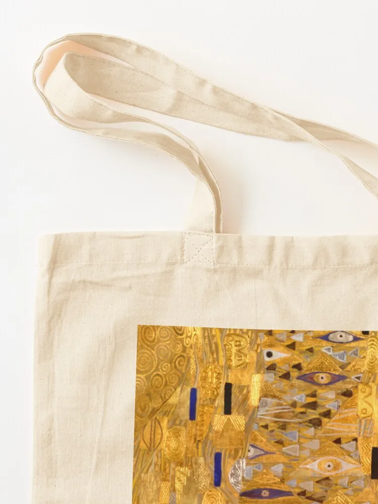 Фото Сумка-тоут Adele Bloch-Bauer I - Detail by Gustav Klimt Gold Tote Bag с логотипом, для пляжа и шопинга, женская пляжная сумка №3